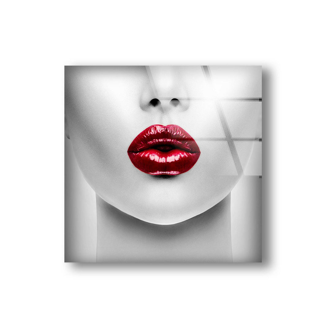 White Woman Red Lips Cool Glass Art & Wall Art Home Decor