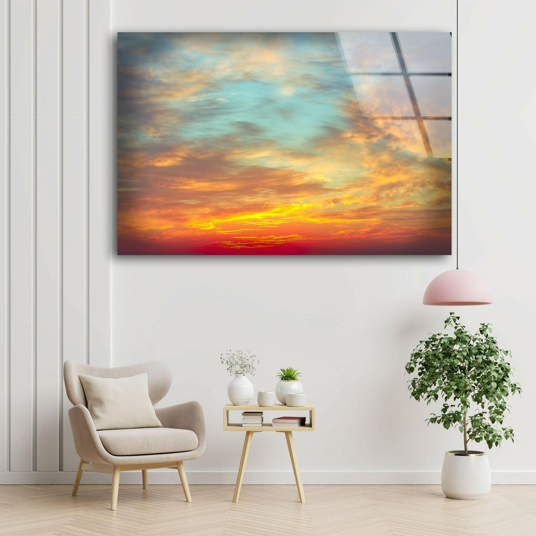 Colorful Sky Landscape Glass Wall Art print picture on glass, Tempered Glass Wall Art