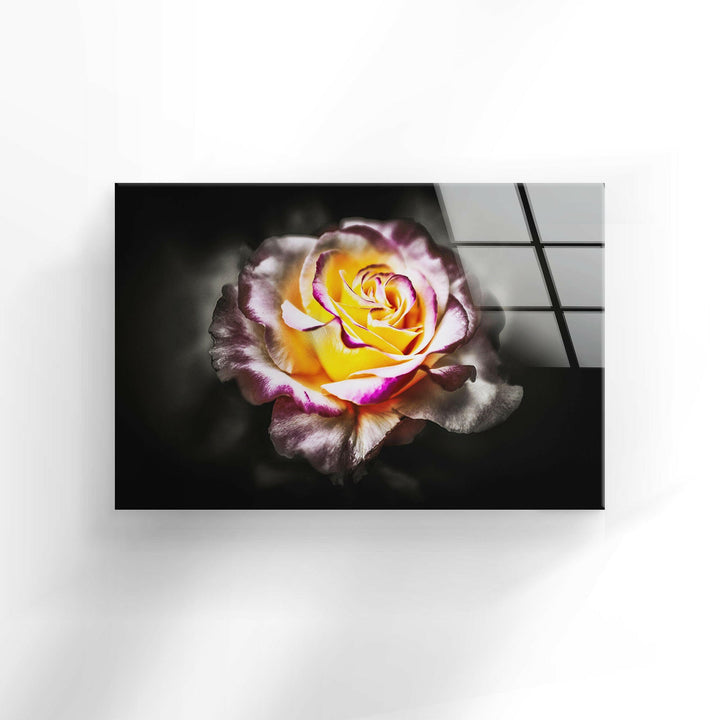 Yellow & Red Rose Glass Wall Art, glass pictures for Wall, glass prints wall art