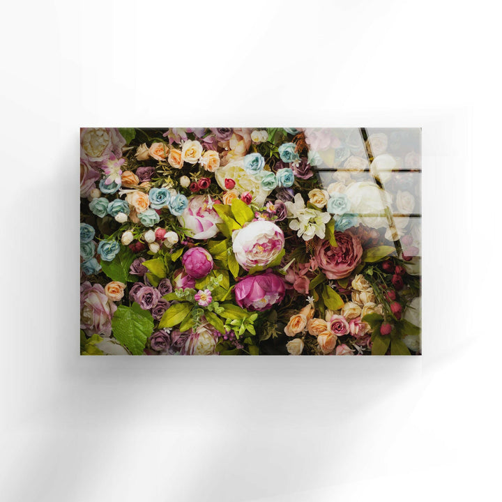 Colorful Roses Flowers Glass Wall Art, glass pictures for Wall, glass prints wall art
