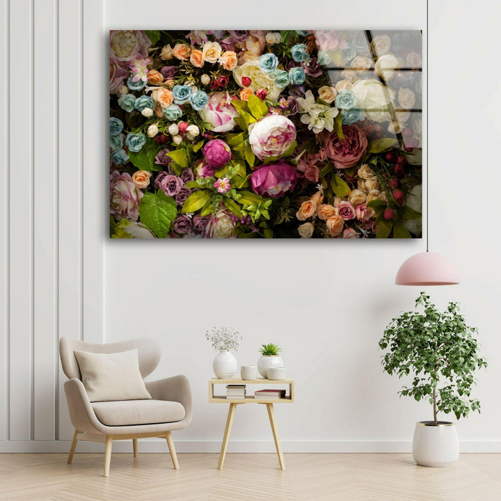 Colorful Roses Flowers Glass Wall Art, glass image printing, glass prints from photos
