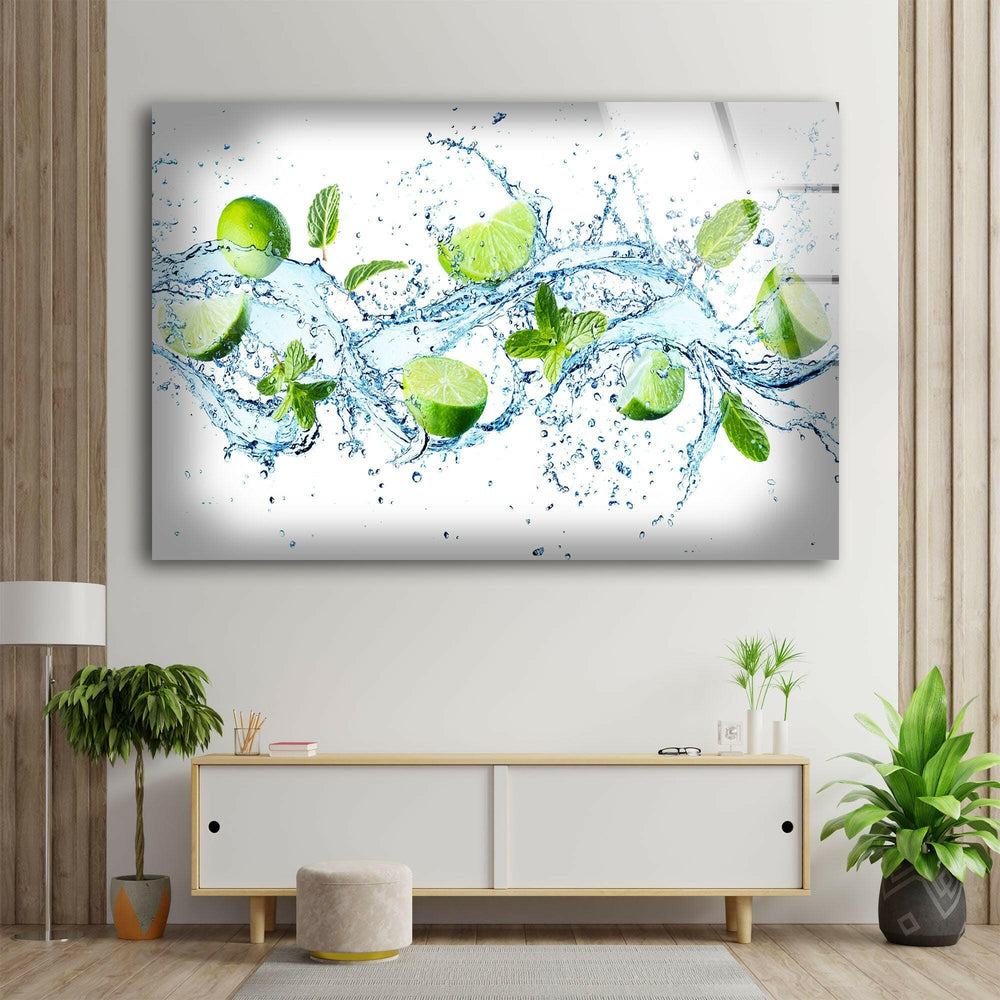 Citrus Fruit Kitchen Glass Wall Art, glass wall decor, glass wall art decor