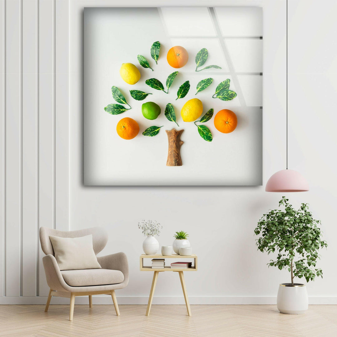 Citrus Fruits Glass Wall Art, glass pictures for Wall, glass prints wall art