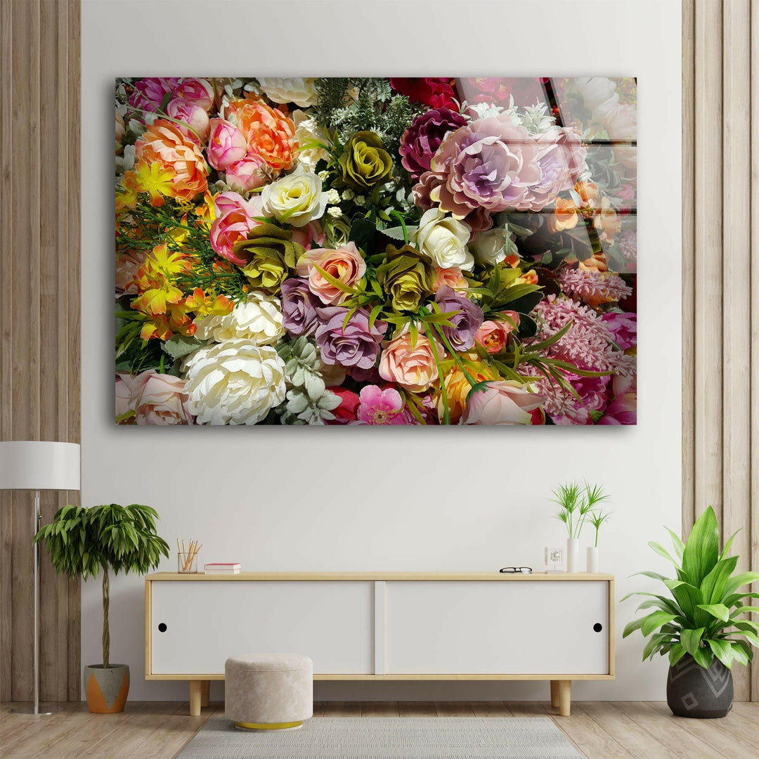 Mixed Flowers Glass Wall Art, glass photo prints, glass picture prints