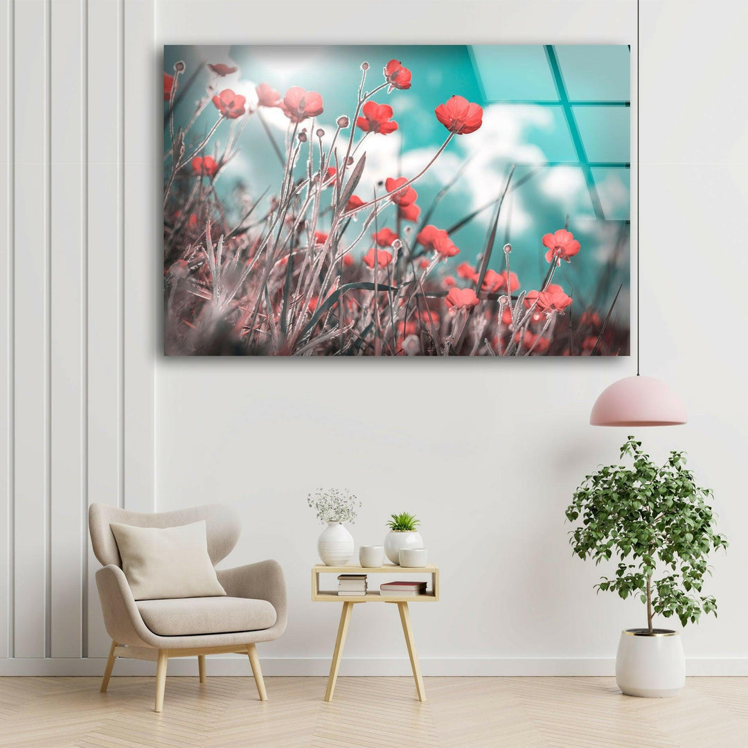 Red Poppies Glass Wall Art, glass photo prints, glass picture prints