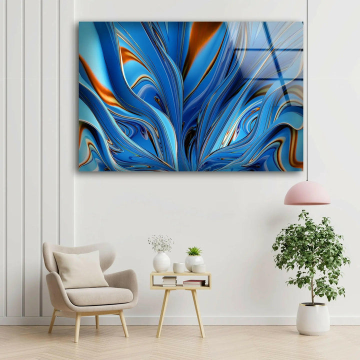 Blue Fractal Wall Art Tempered Glass Wall Art - MyPhotoStation