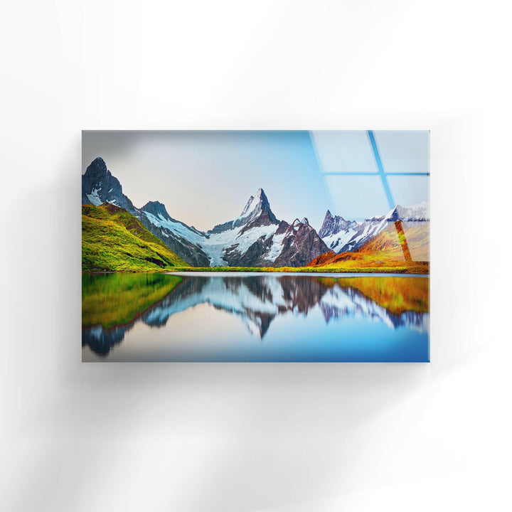 Sunrise Landscape on Mountain Glass Wall Art  glass art painting, glass art for the Wall