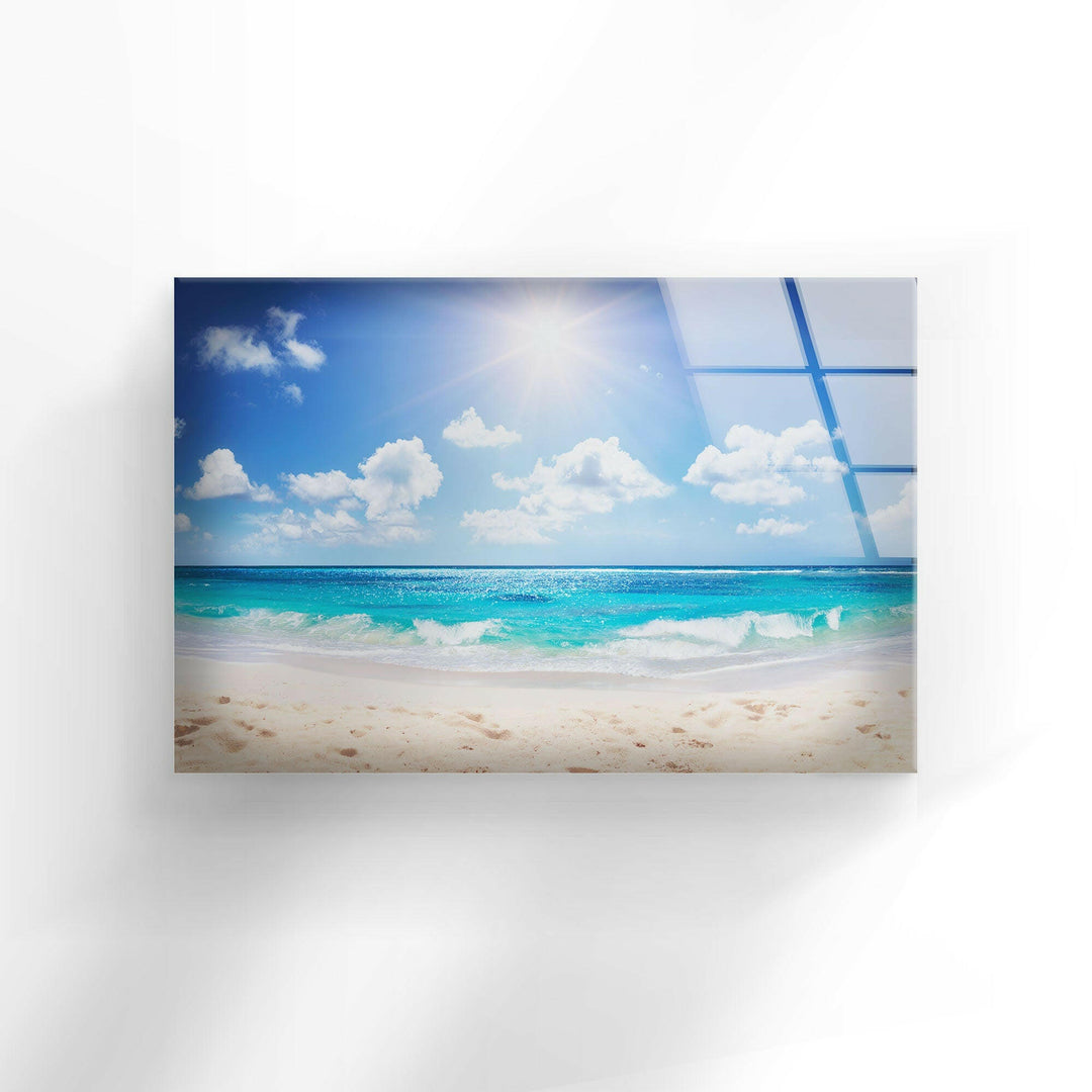 Summer Beach Landscape Glass Wall Art