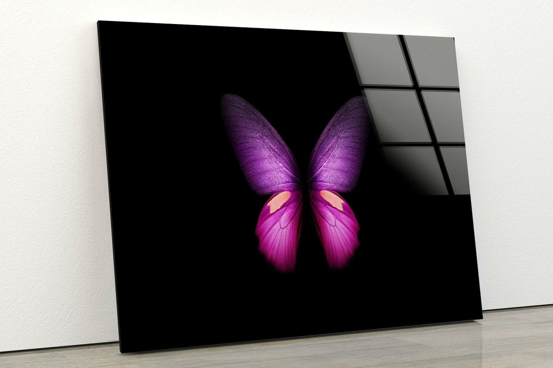 Purple Butterfly Glass Wall Art picture on glass wall art, photos printed on glass