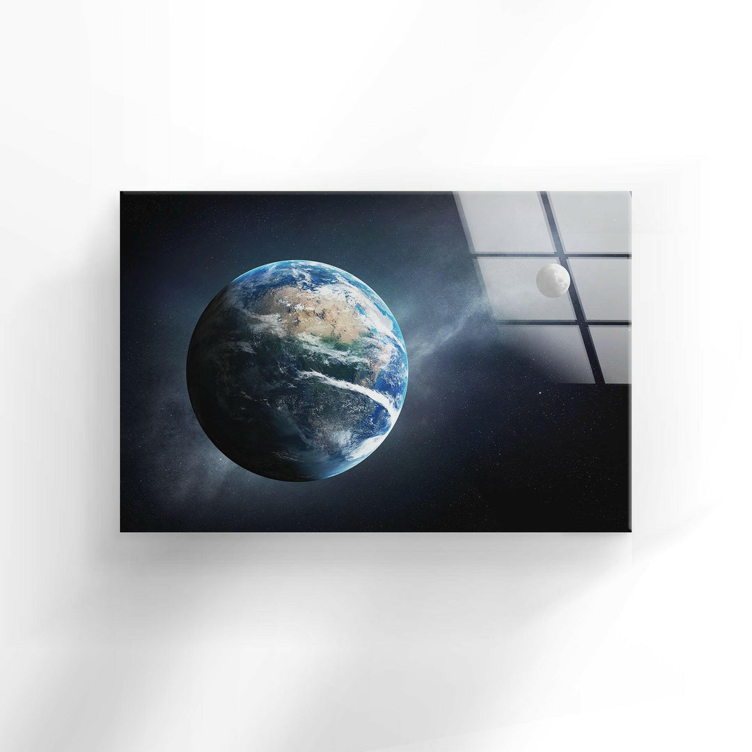 Earth Space Glass Wall Art, custom glass pictures, glass art prints