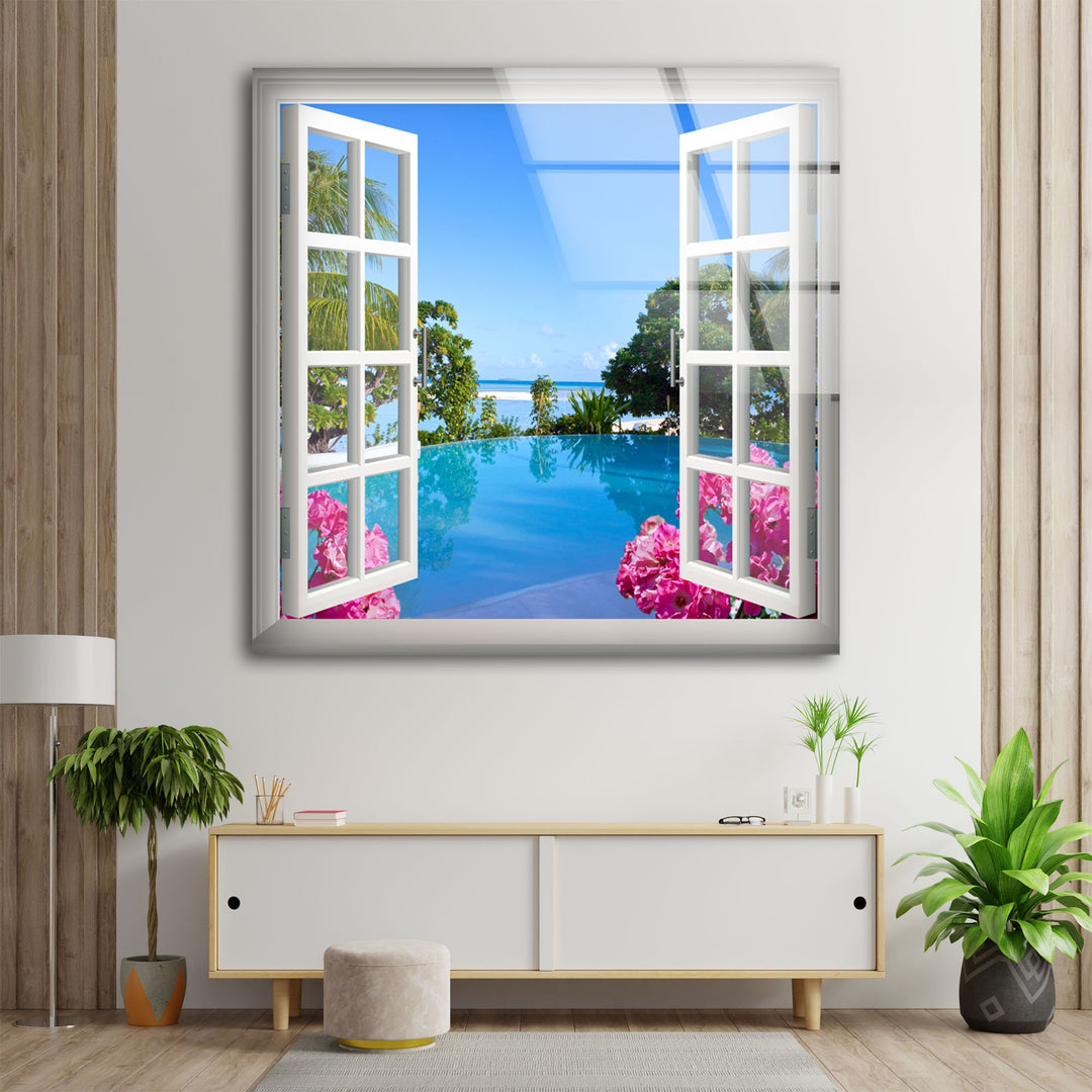 Ocean View Window Glass Wall Art custom glass photo prints, large glass prints