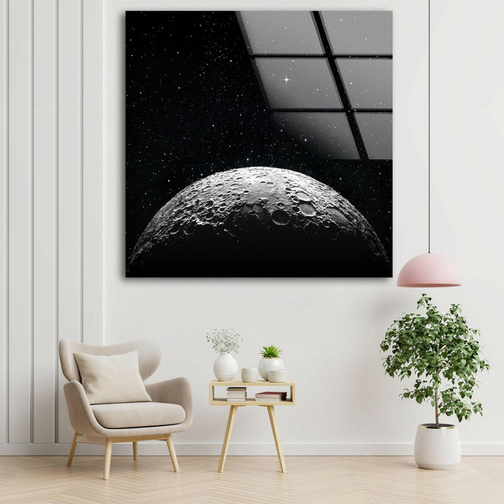 Moon Surface Glass Wall Art, glass image printing, glass prints from photos