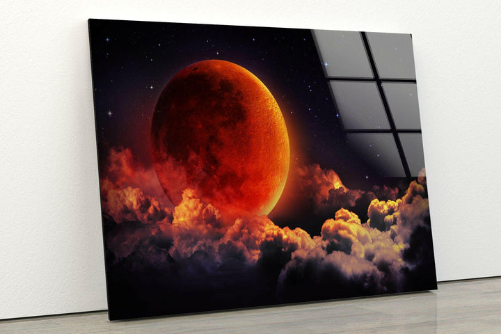 Blood Moon Glass Wall Art, art glass wall art, glass wall art pictures