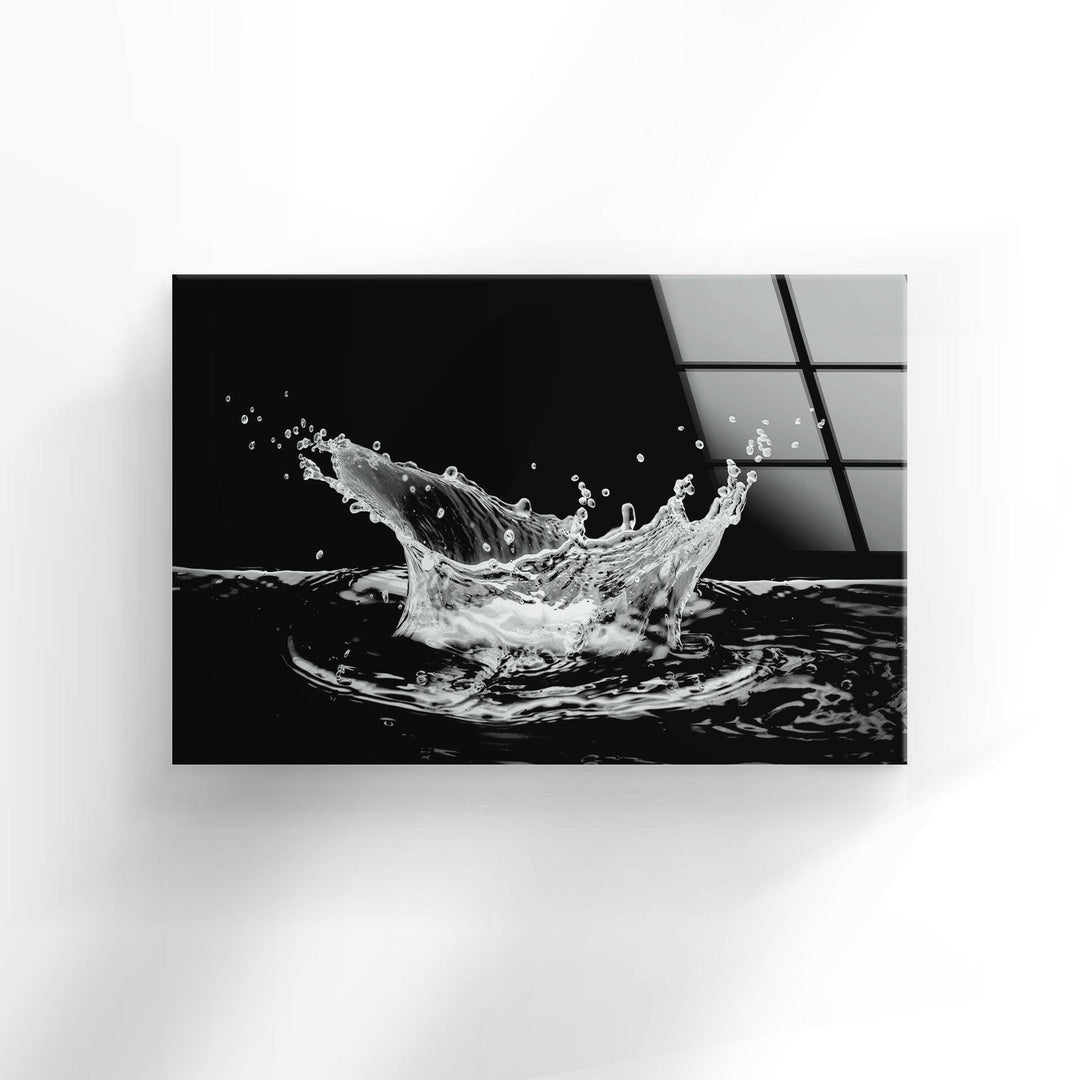 Black Water Splashes Glass Wall Art - decorate your living room with stunning Glass Wall Art. Our collection includes tempered glass wall art, large glass artwork, and modern designs. Perfect for adding color and style to any space. Enjoy secure packaging, free shipping, and vibrant prints that last.