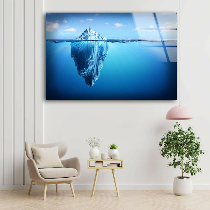 Iceberg In Sea Glass Wall Art custom glass pictures, glass art prints