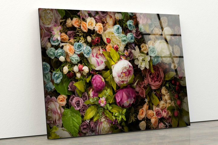 Colorful Roses Flowers Glass Wall Art, glass photo prints, glass picture prints
