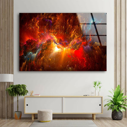 Abstract Colorful Space Nebula Glass Wall Art