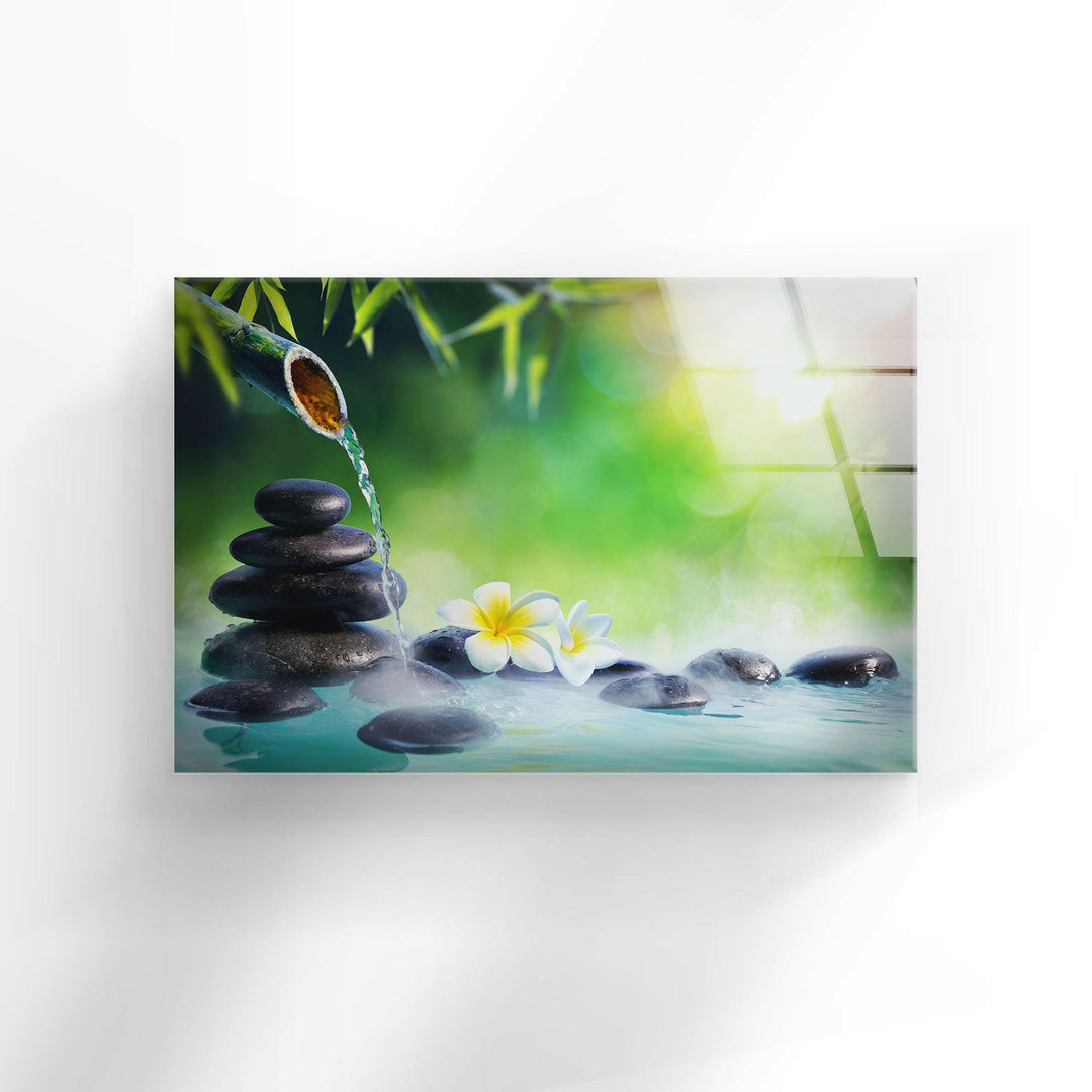 Green Zen Spa Stone Glass Photo Prints & Cool Abstract