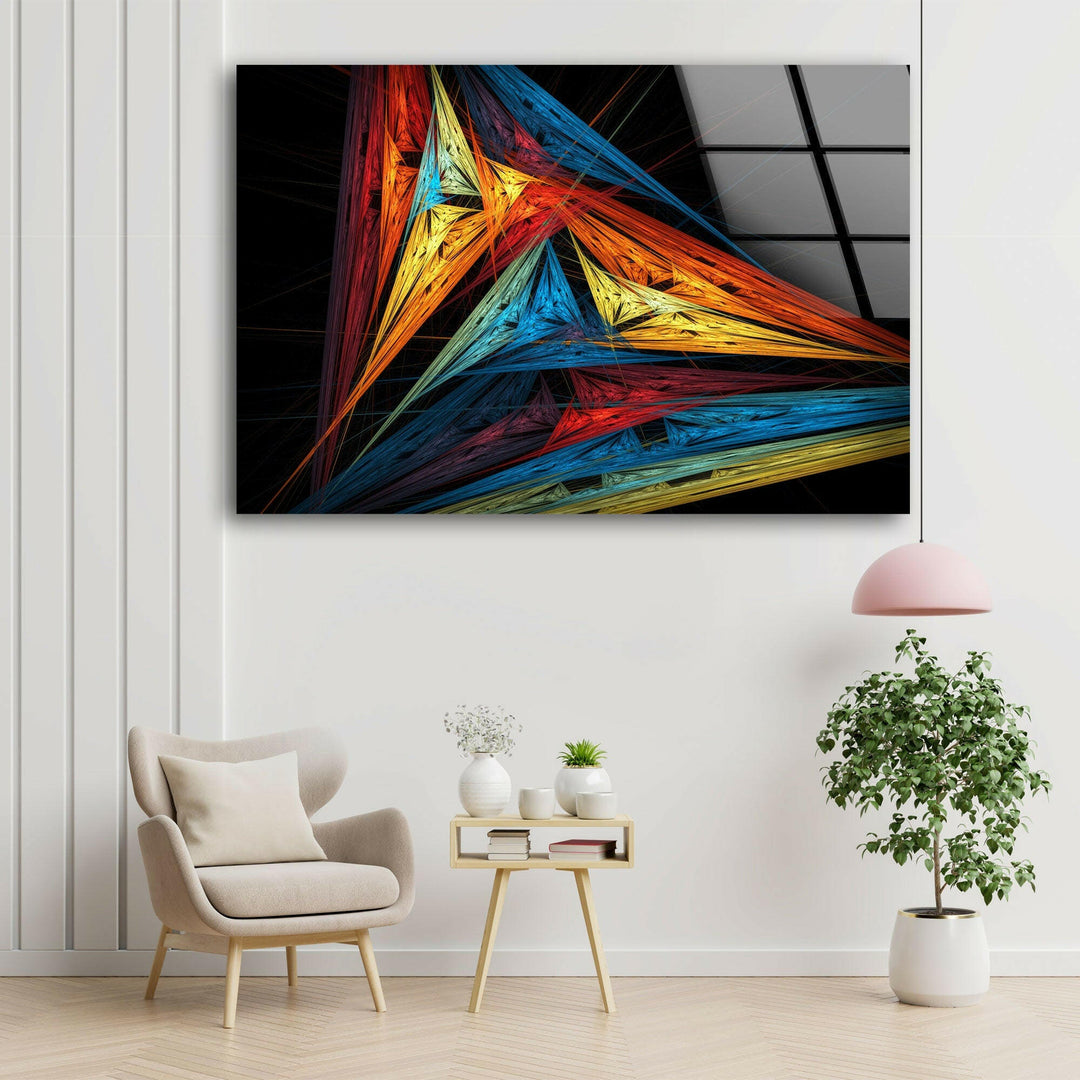 Abstract Triangles Glass Wall Art