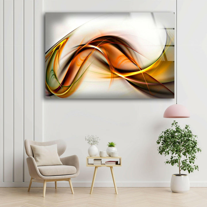 Orange Abstract Large Glass Artwork for Living Rooms