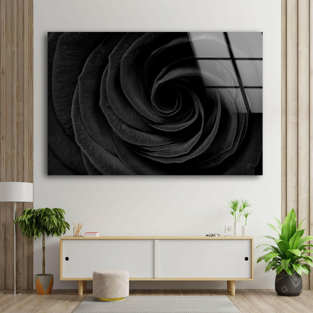 Black Rose Glass Wall Art,  glass wall decor, glass wall art decor