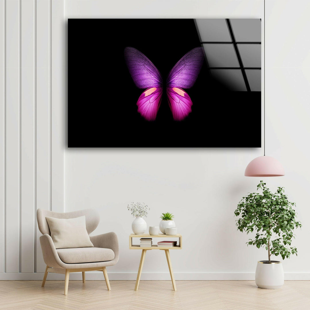 Purple Butterfly Glass Wall Art             glass wall decor, glass wall art decor