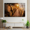 Wine Barrels Tempered Glass Wall Art