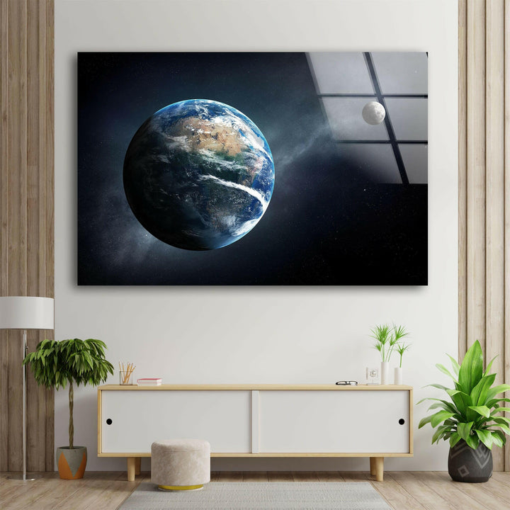 Earth Space Glass Wall Art, picture on glass wall art, photos printed on glass