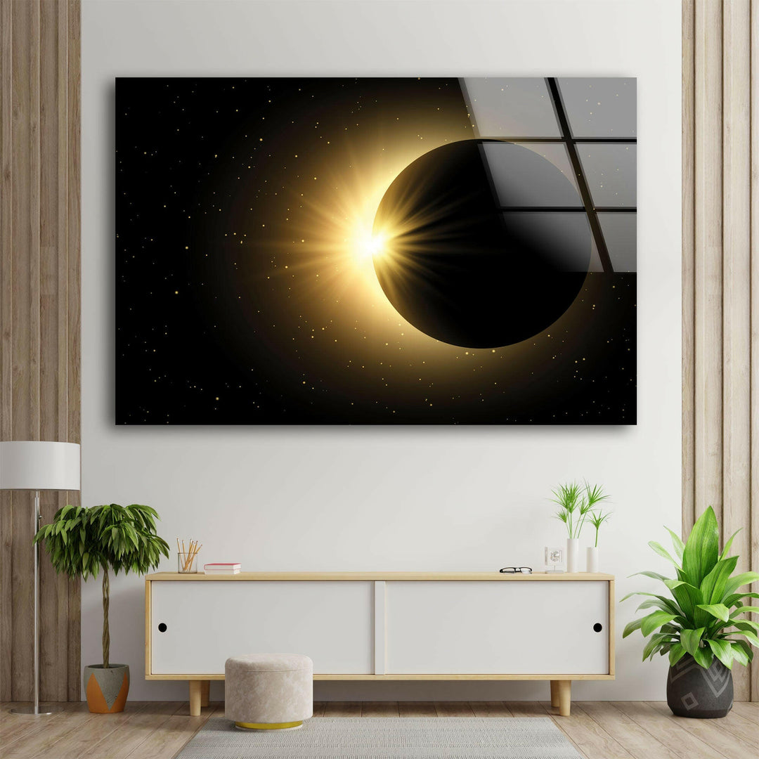 Solar Eclipse Glass Wall Art, glass art painting, glass art for the Wall