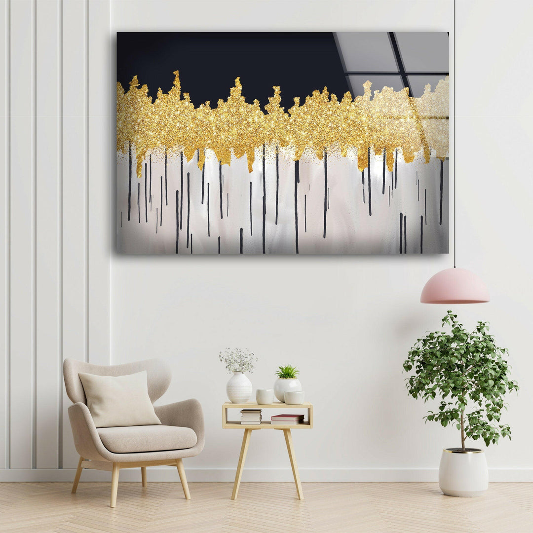 Black and Gold Abstract Tempered Glass Wall Art - MyPhotoStation