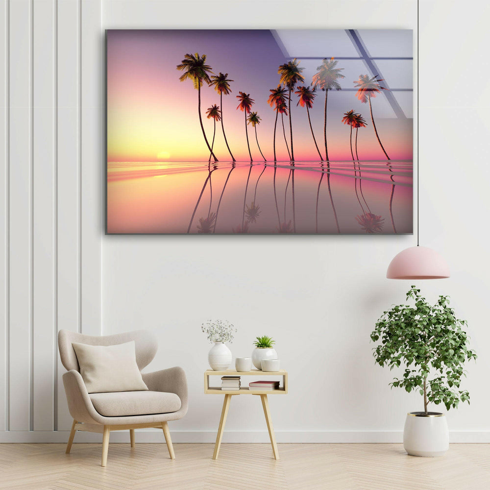 Fantasy Tropical Beach Glass Wall Art picture on glass wall art, photos printed on glass