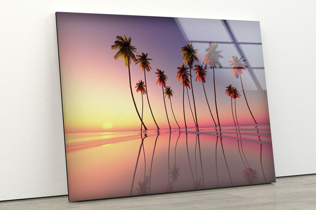 Fantasy Tropical Beach Glass Wall Art print picture on glass, Tempered Glass Wall Art