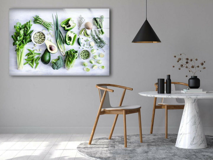 Green Vegetables Glass Wall Art, glass image printing, glass prints from photos