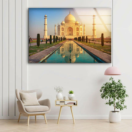 Taj Mahal in India Glass Wall Art