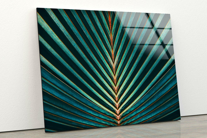 Green Palm Leaf Glass Wall Art, glass image printing, glass prints from photos