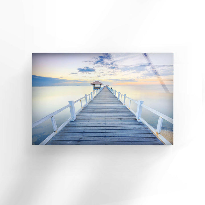 Old Wood Bridge Pier Glass Wall Art