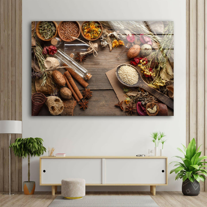 Spices Food Glass Wall Art, glass wall decor, glass wall art decor