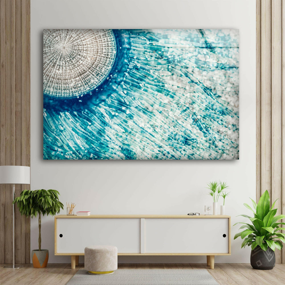 Blue Button Jellyfish Glass Wall Art Prints for Home