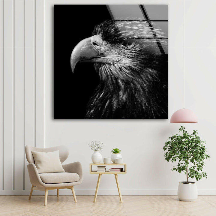 Eagle Portrait Glass Wall Art photo print on glass, prints on glass wall art