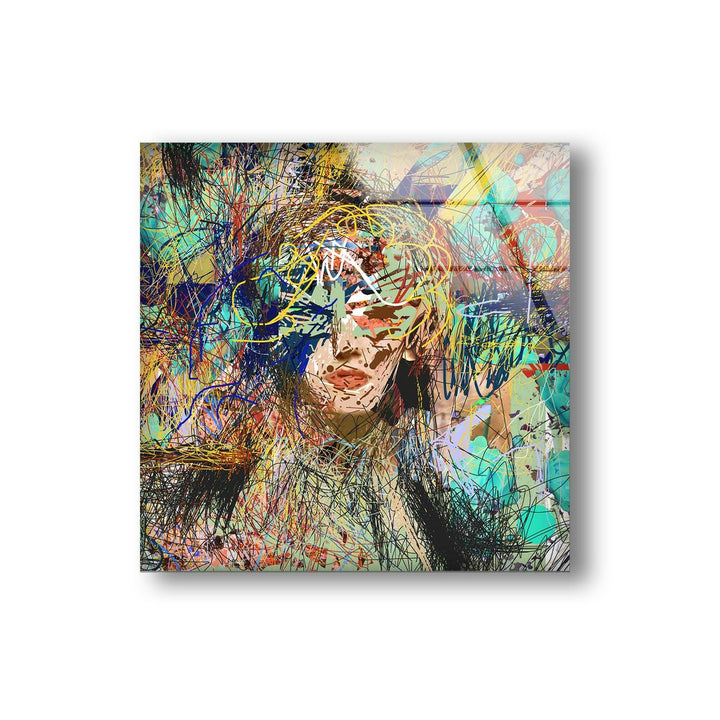 Fashion Illustration Woman Face Tempered Glass Wall Art - MyPhotoStation