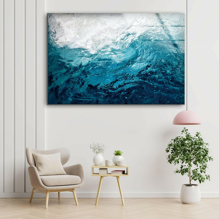 Blue Sea Waves Tempered Glass Wall Art - MyPhotoStation