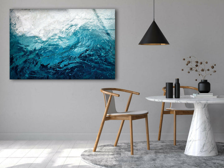 Blue Sea Waves Tempered Glass Wall Art - MyPhotoStation