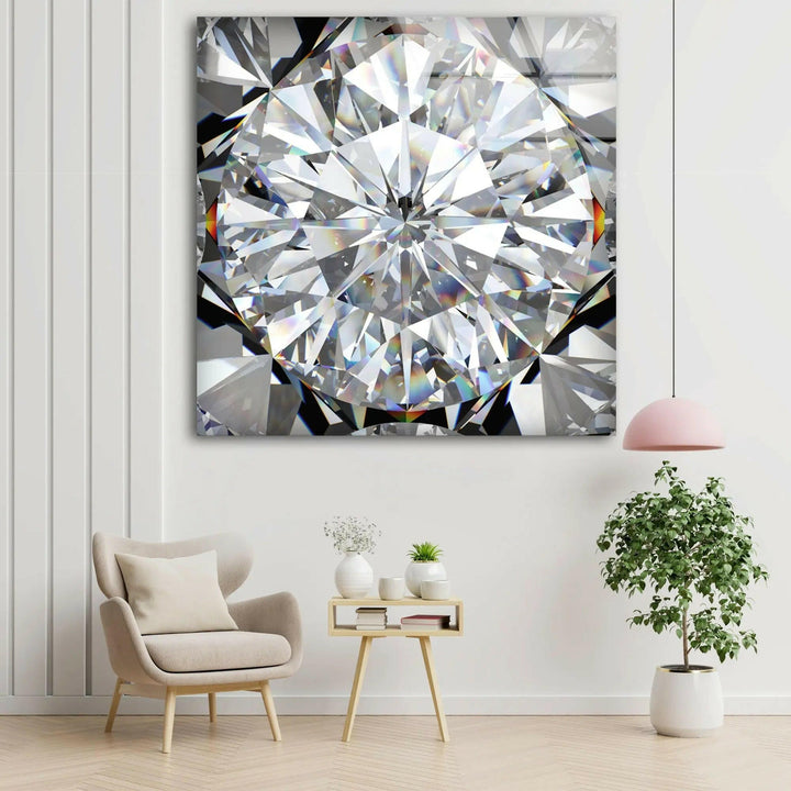 White Diamond Abstract Glass Wall Art glass pictures for Wall, glass prints wall art
