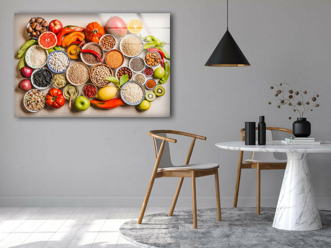 Modern Kitchen Glass Wall Art, Glass Printing Wall Art, Print photos on glass