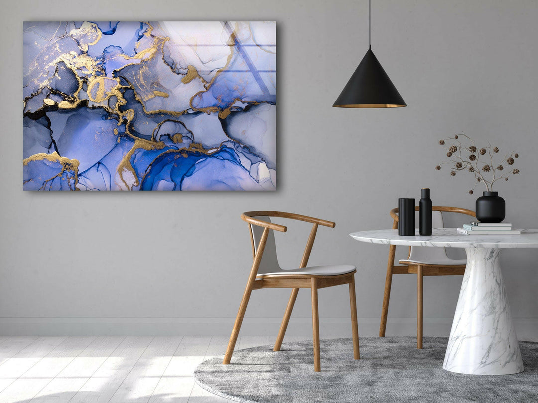 Blue Abstract Alcohol Ink Marble Glass Wall Art glass photo prints, glass picture prints