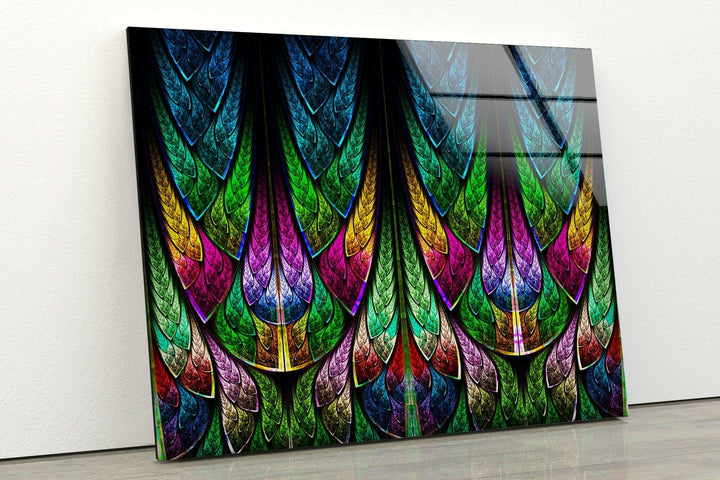 Vivid colors Fractal Stained Window Glass Wall Art