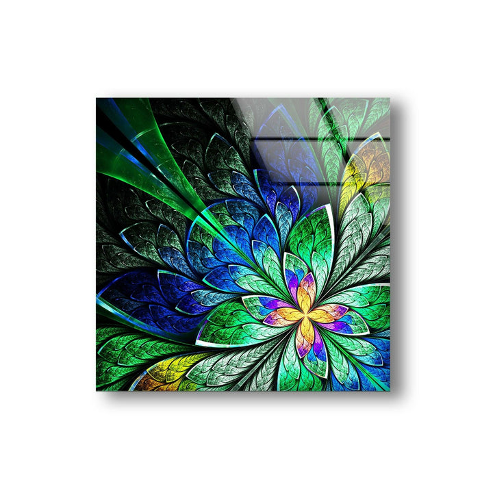 Fractal Style Stained Flower Glass Wall Art, Print On Glass, Glass Art Prints