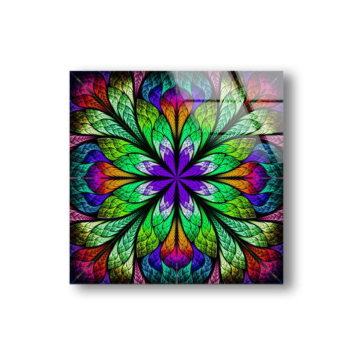 Fractal Flower in Glass Window Glass Wall Art glass pictures for Wall, glass prints wall art
