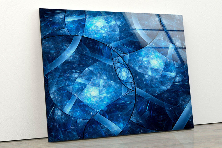 Blue Abstract Patterned Glass Wall Art stained glass wall art, stained glass wall decor