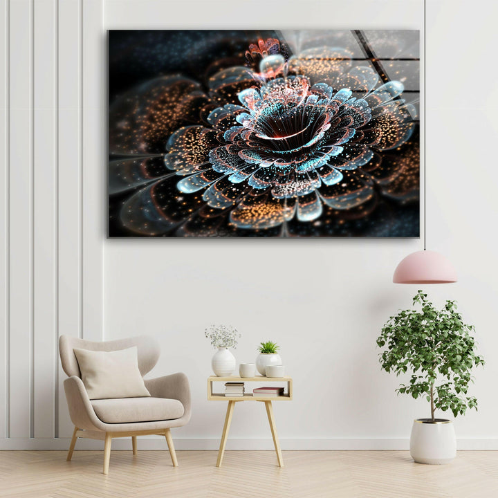 Abstract Fractal Flower Glass Wall Art, glass photo prints, glass picture prints
